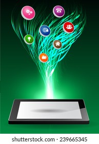 modern conceptual digital application social network design. computer graphic website internet. 