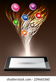 modern conceptual digital application social network design. computer graphic website internet. 