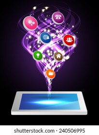 modern conceptual digital application social network design. computer graphic website internet.