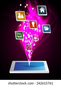 modern conceptual digital application social network design. computer graphic website internet.