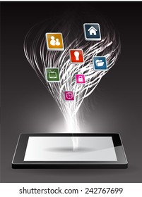 modern conceptual digital application social network design. computer graphic website internet.