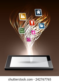 modern conceptual digital application social network design. computer graphic website internet.