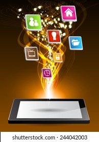 modern conceptual digital application social network design. computer graphic website internet.