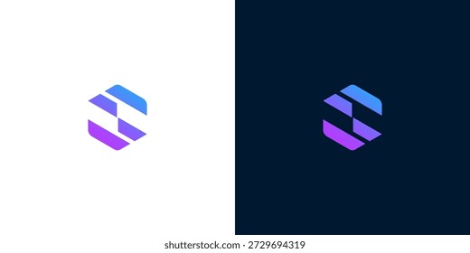 Modern and conceptual letter S logo, elegantly designed with abstract geometric lines and a vibrant gradient, suitable for forward-thinking business branding