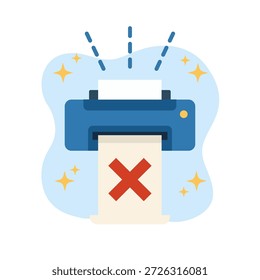 Ilustração do ícone de IU de estado vazio do vetor de design plano da notificação de erro de impressão conceitual moderno