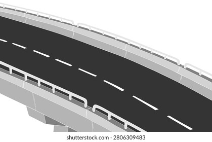 Modern concrete flyover, perspective view. Urban infrastructure, highway bridge concept