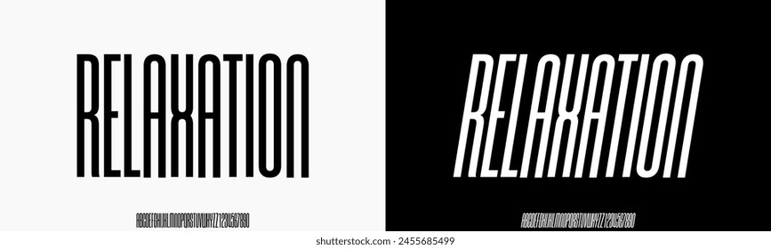 Modern Condensed Font. Alphabet Upper case and Number Typography urban style condensed fonts for fashion, sport, technology, digital, music, movie, logo design, vector illustration