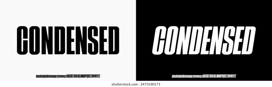 Modern Condensed Font. Bold Regular Italic Uppercase Lowercase Typography urban style alphabet fonts for fashion, sport, technology, digital, movie, logo design, vector illustration