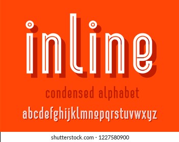 Modern Condensed Sans Serif Alphabet Font With Shadow