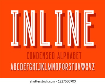 Modern Condensed Sans Serif Alphabet Font With Shadow