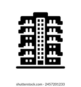 Moderne Eigentumswohnung Icon Vektorgrafik mit monochromen Stil isoliert auf weißem Hintergrund