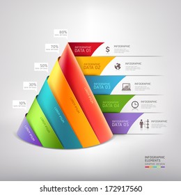 Cone moderno diagrama de escadaria 3d negócio. Ilustração vetorial. Pode ser usado para layout de fluxo de trabalho, banner, opções de número, opções de passo para cima, web design, infográficos.