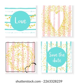 Confetti moderno. Oferta De Menta. Partícula De Madres Blancas. Cubierta mágica dorada. Diseño De Estilo Rosa. Ilustración turquesa en Grunge. Juego de pinturas de cuadernillo. Stripe Modern Confetti