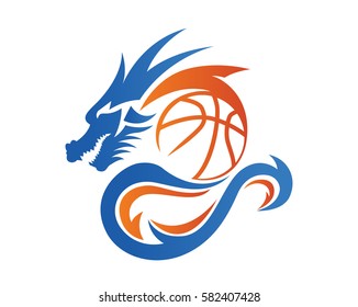 Modern Confidence Animal Sport Illustration Logo - Basketball Dragon Symbol