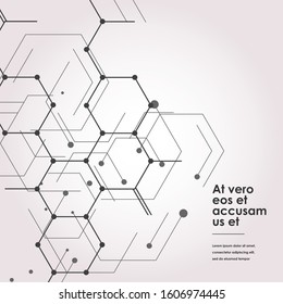 Modern connect molecular structure with hexagon vector elements.