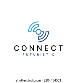 modern connect signal technology vector logo design