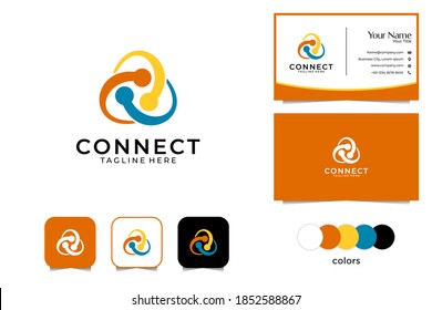 modern connect with vortex logo design and business card