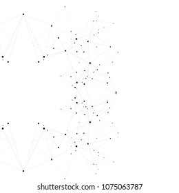 Modern connected background with geometric shapes, lines and dots.