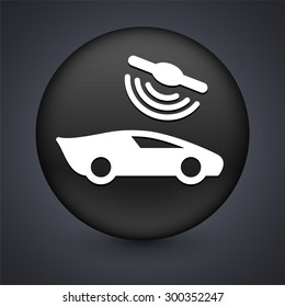 Modern Connected Car on Black Round Button