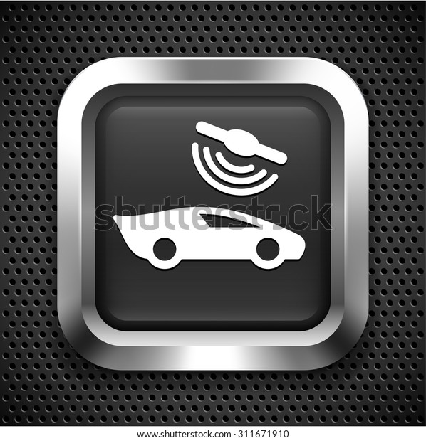 Modern Connected Car\
on Black Square Button