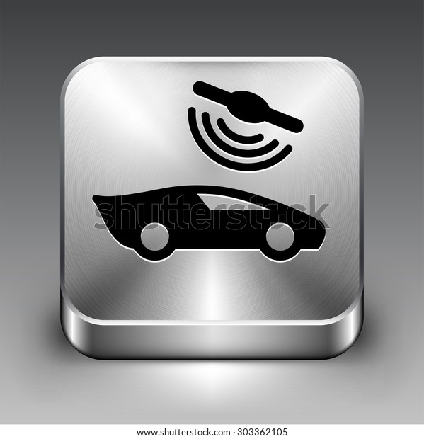 Modern Connected\
Car on Silver Square\
Button