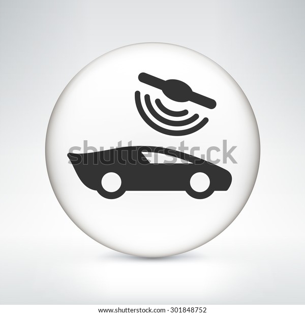 Modern Connected Car\
on White Round Button