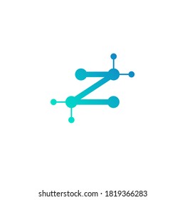 modern connected molecule logo from letter z