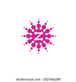 modern connected molecule logo from letter z