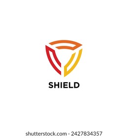 Moderno escudo conectado rojo anaranjado amarillo para la protección de seguridad Proteger diseño de logotipo seguro