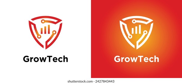 Modern Connected Shield Security Guard Protect Safe logo design