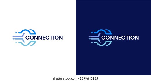 Logotipo de conexão moderno com circuito digital abstrato