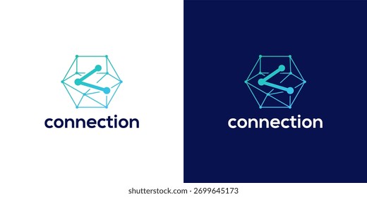 Modern Connection Logo with Abstract Digital Circuitry