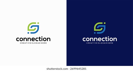 Logotipo de conexão moderno com circuito digital abstrato