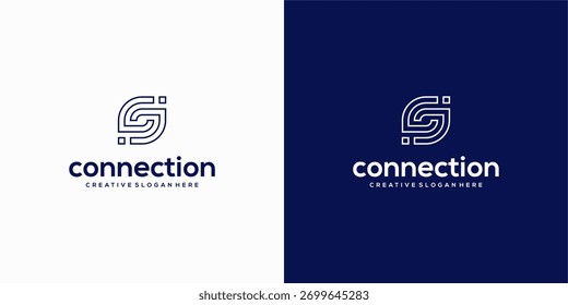 Modern Connection Logo with Abstract Digital Circuitry