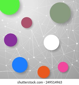 Modern connection modeling background with circles for infographics and information structuring. Vector illustration