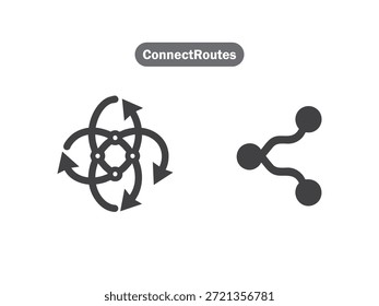 Icono tecnológico Abstractas de ConnectNet moderno: Ilustración vectorial minimalista de arte lineal interconectado para redes digitales, computación en la nube y marca de conectividad global