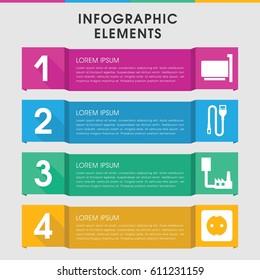 Modern connector infographic template. infographic design with connector icons includes wire, plug socket. can be used for presentation, diagram, annual report, web design. 