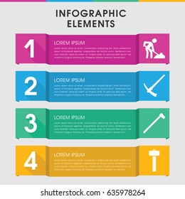 Modern construct infographic template. infographic design with construct icons includes digging man. can be used for presentation, diagram, annual report, web design.