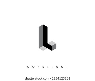 Modern construct logo design template for business identity. Structure vector design symbol. Initial letter L.