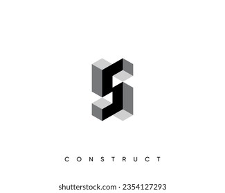 Modern construct logo design template for business identity. Structure vector design symbol. Monogram letter S sign