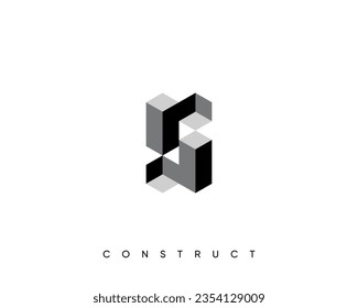 Modern construct logo design template for business identity. Structure vector design symbol. Monogram letter S sign