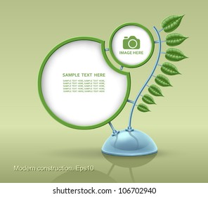Modern construction, green leaves, vector, design