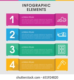 Modern construction infographic template. infographic design with construction icons includes window. can be used for presentation, diagram, annual report, web design.