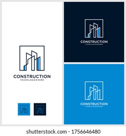 Modern construction logo design concept, architectural, building Premium Vector