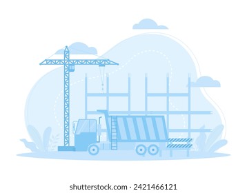 modern construction machinery trending concept flat illustration