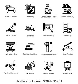 Modern Construction in Solid Icons 

