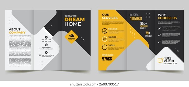 modern construction trifold brochure template design
