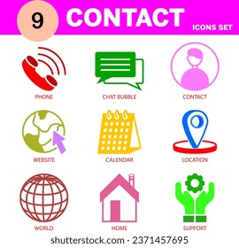 Modern contact icon set editable and resizable
