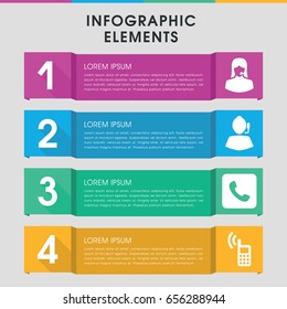 Modern contact infographic template. infographic design with contact icons includes customer support, call. can be used for presentation, diagram, annual report, web design.
