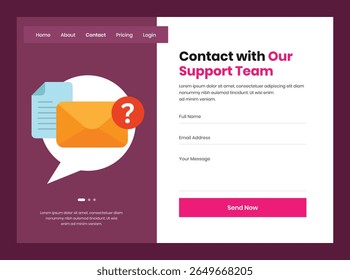 Design moderno da interface do usuário da página de contato com a ilustração minimalista do representante da FAQ